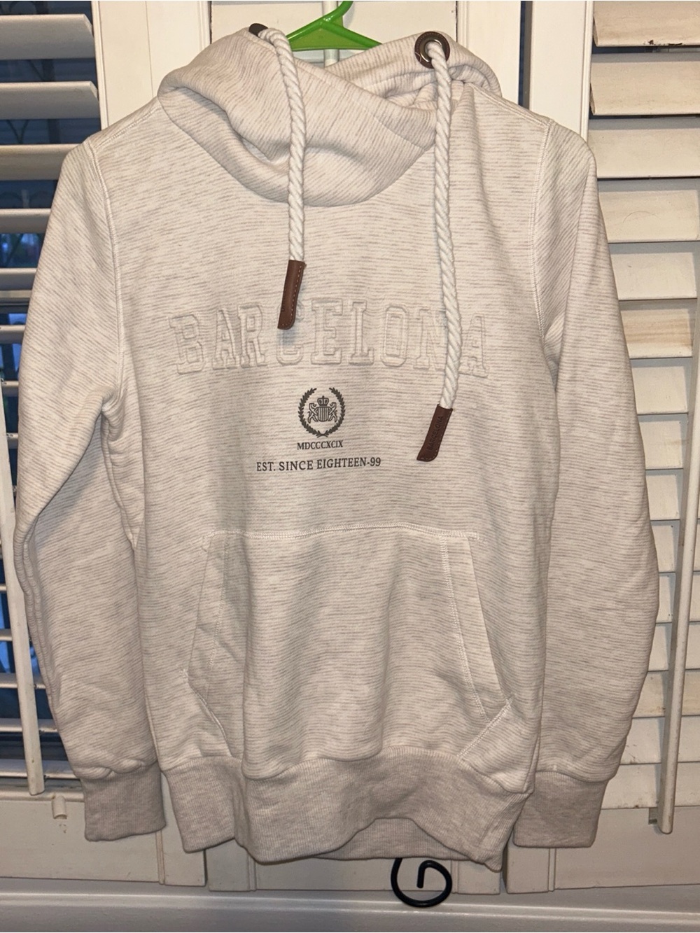 Barcelona Embroidered Hooded Sweatshirt - Cream